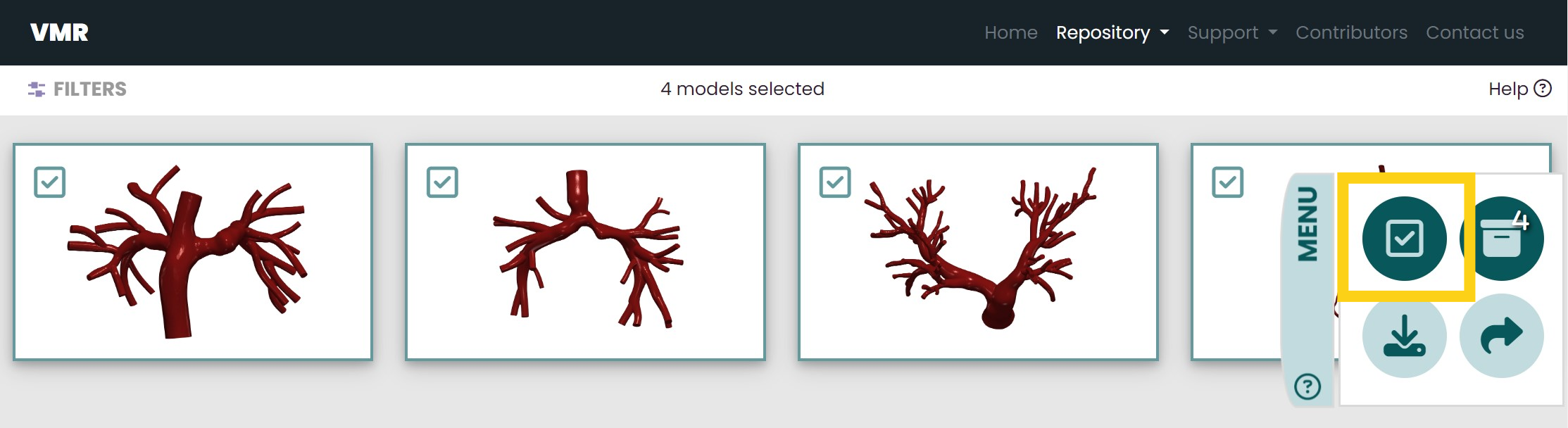 Image of selected models in view selected models